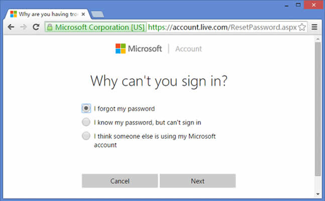 Microsoft password